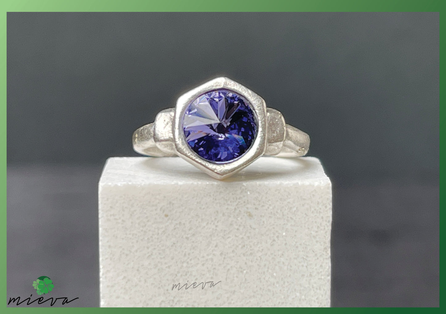 Geometric Splendor Ring - Majestic Sapphire