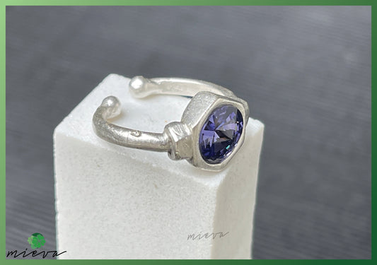 Geometric Splendor Ring - Majestic Sapphire