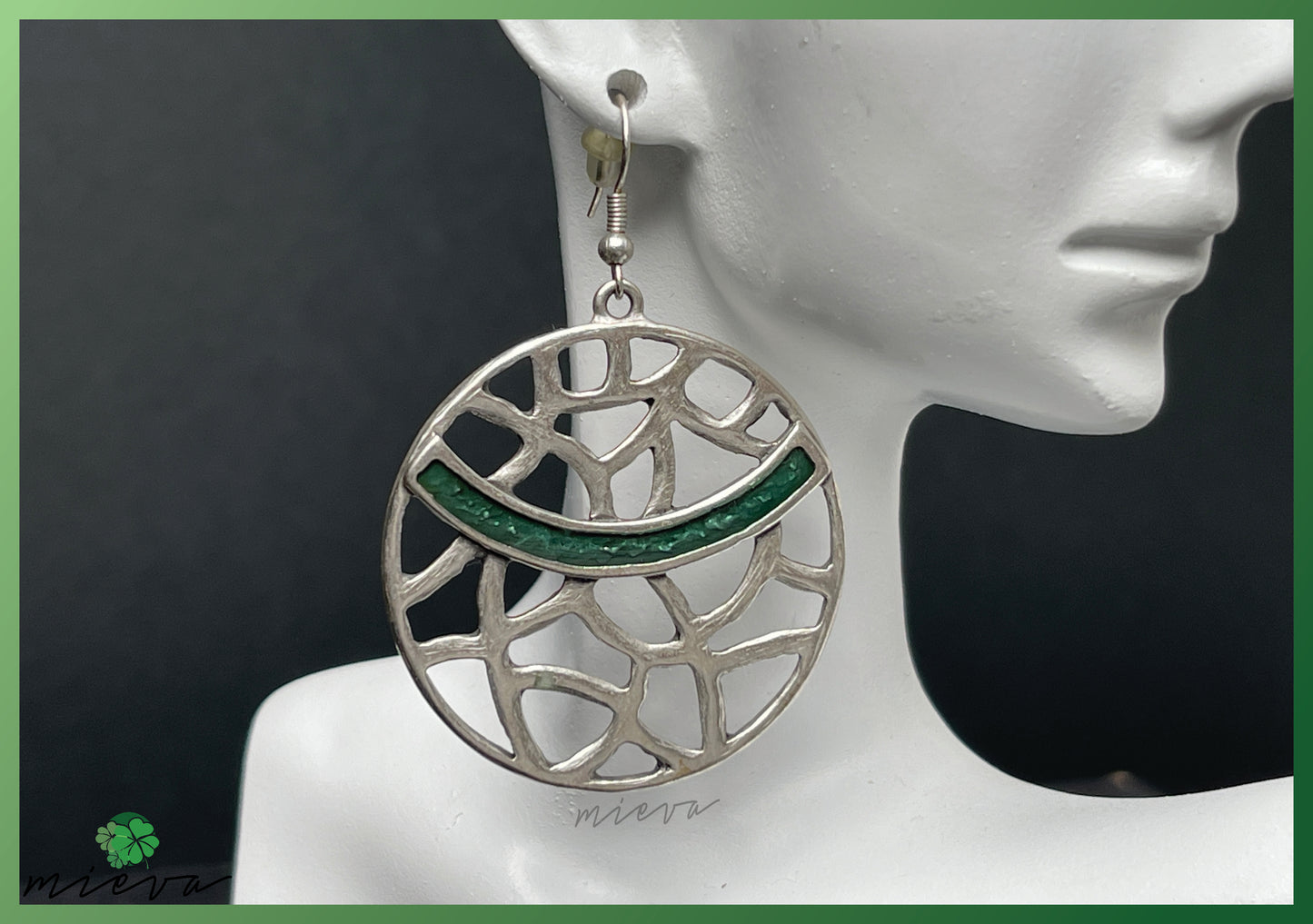 Nature's Contour Collection - Geometric Silver Hoop Earrings - Forest Whisper