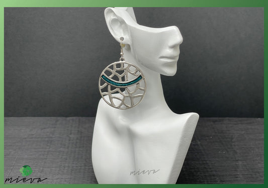 Nature's Contour Collection - Geometric Silver Hoop Earrings - Ocean Echo