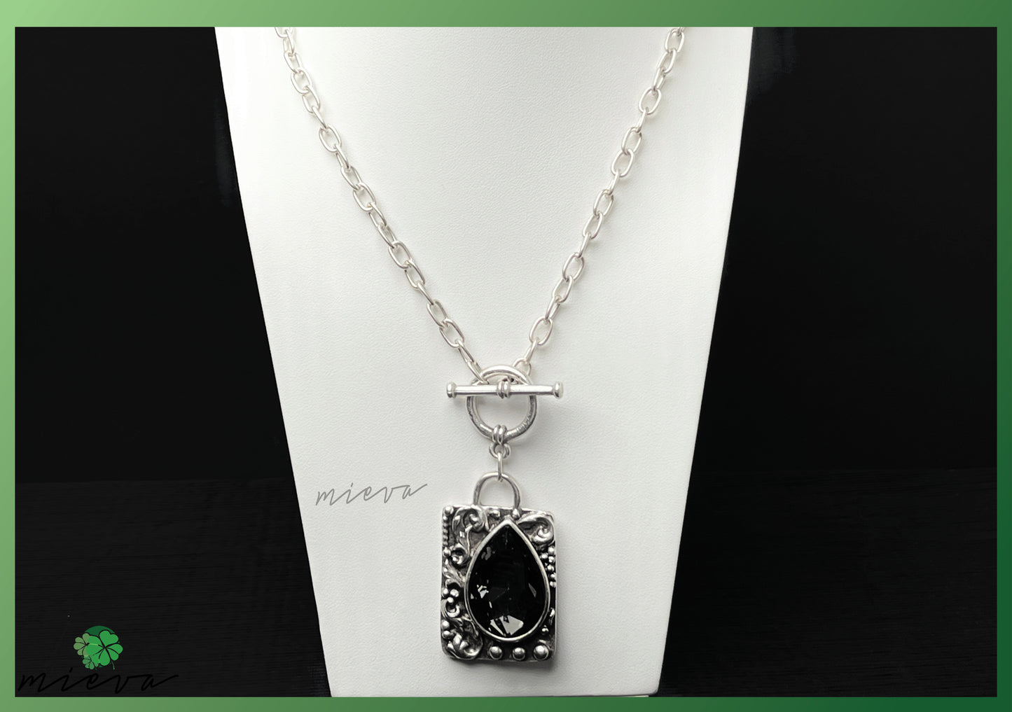 Timeless Elegance Toggle Pendant - Onyx Droplet