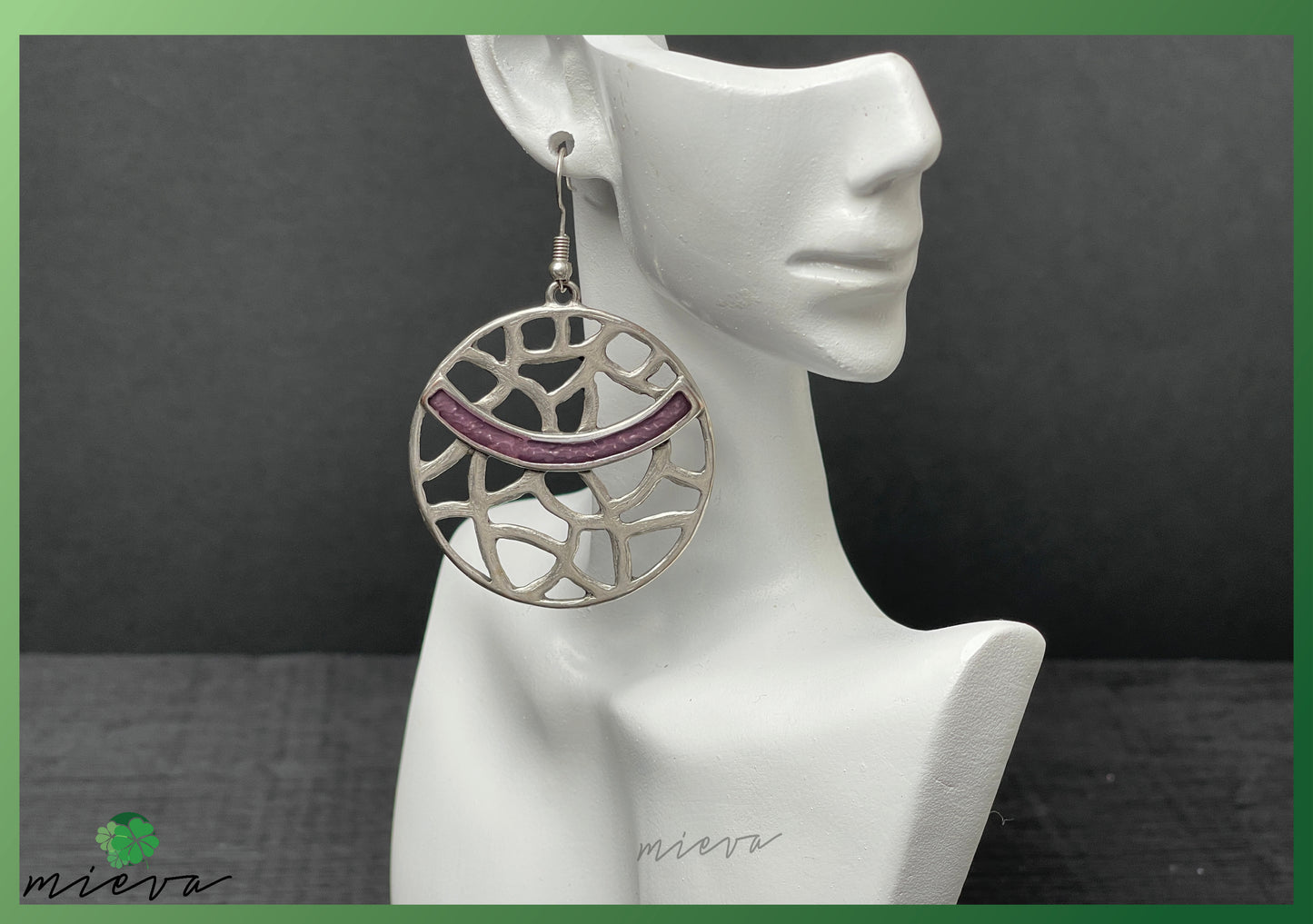 Nature's Contour Collection - Geometric Silver Hoop Earrings - Twilight Mauve