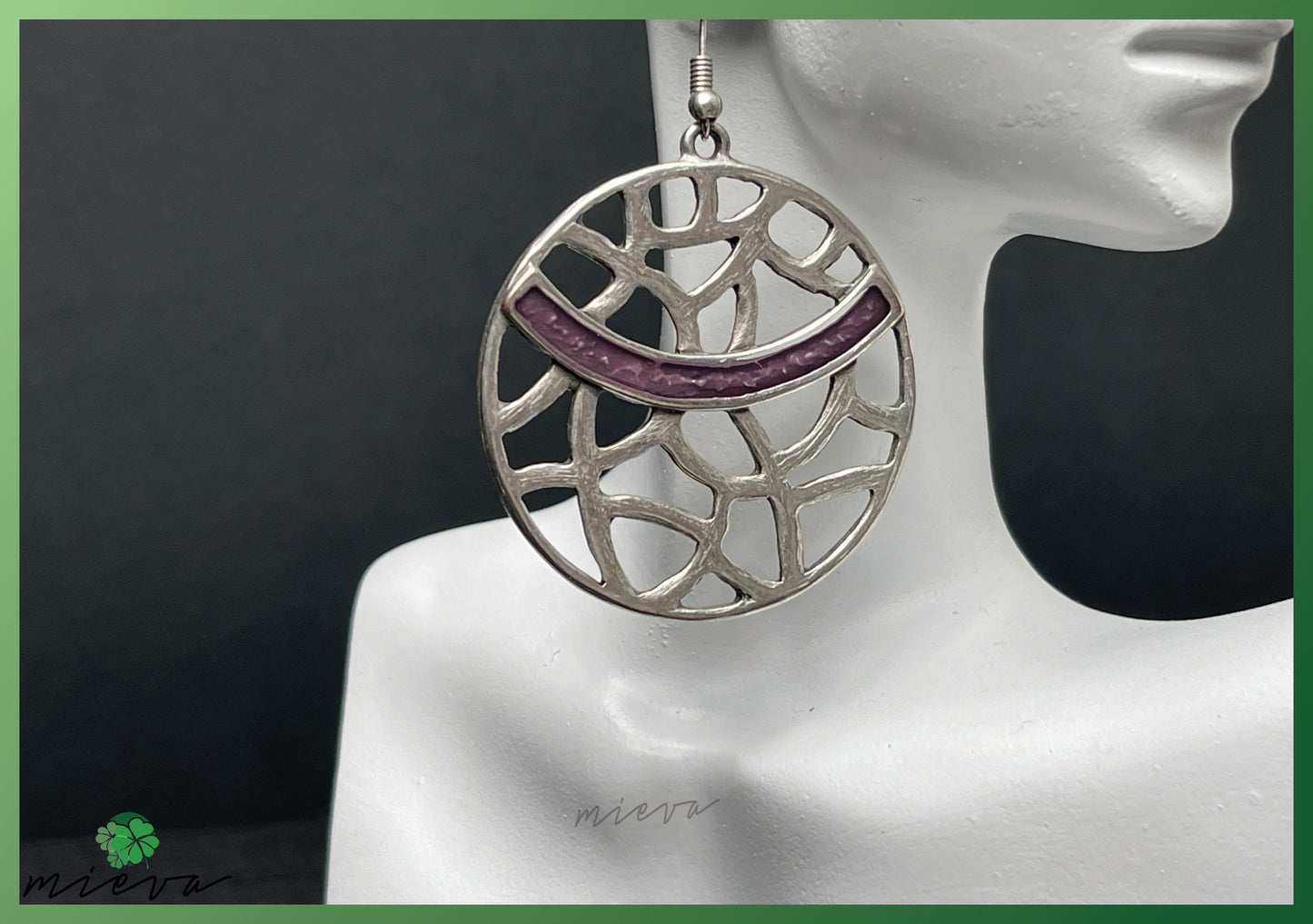 Nature's Contour Collection - Geometric Silver Hoop Earrings - Twilight Mauve