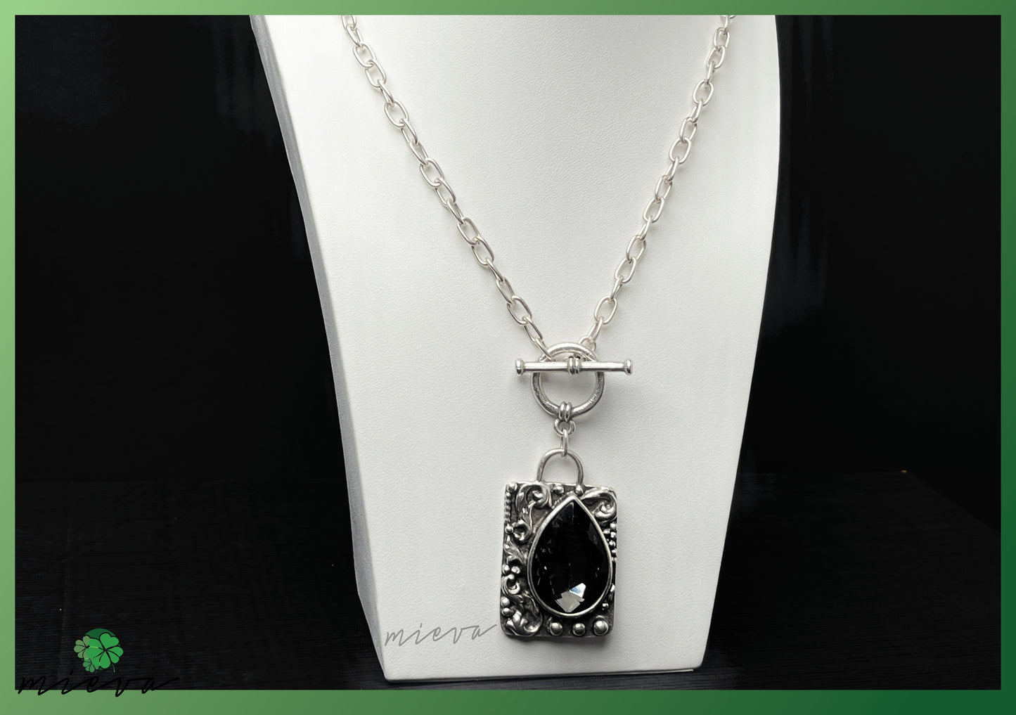 Timeless Elegance Toggle Pendant - Onyx Droplet