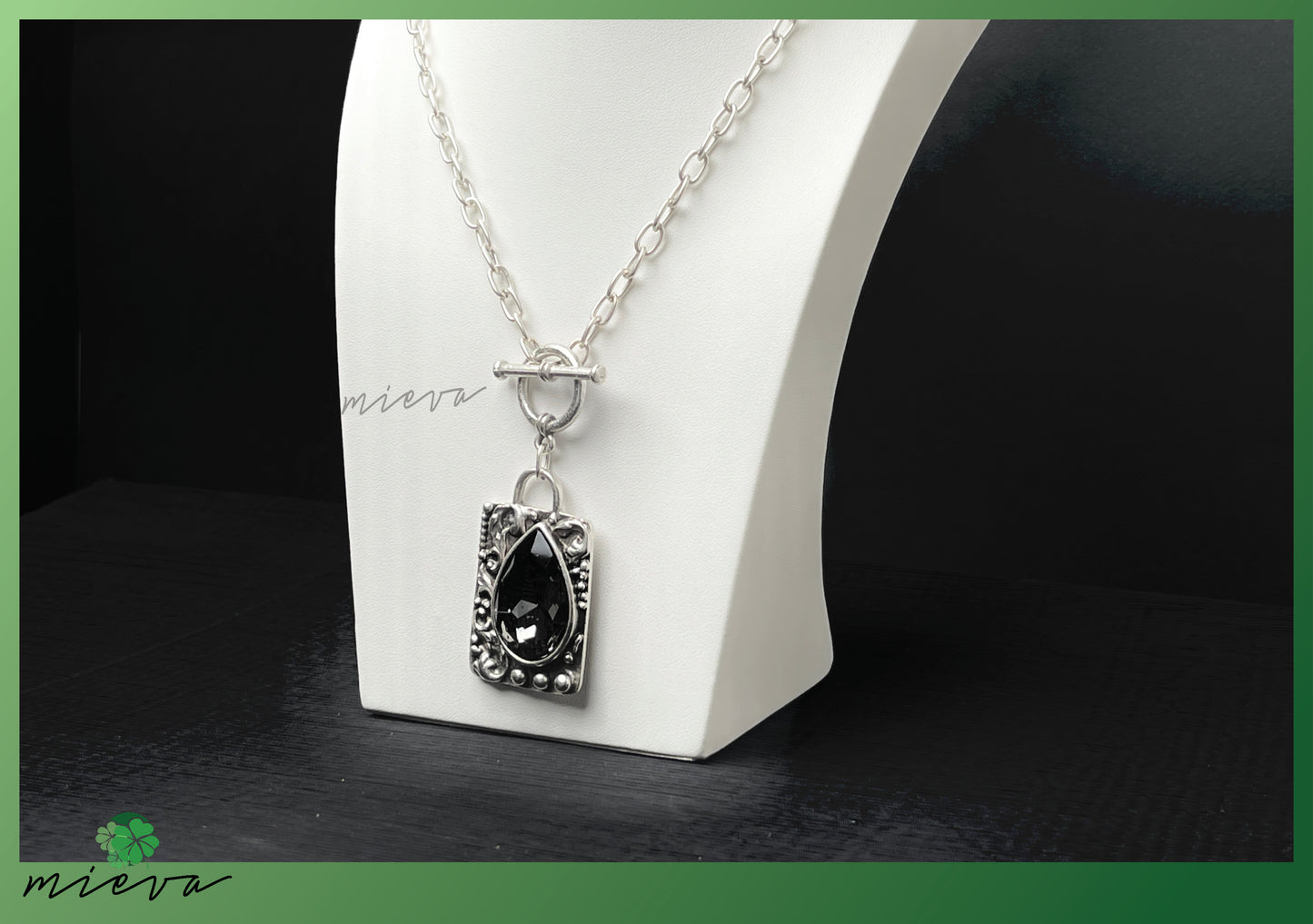 Timeless Elegance Toggle Pendant - Onyx Droplet