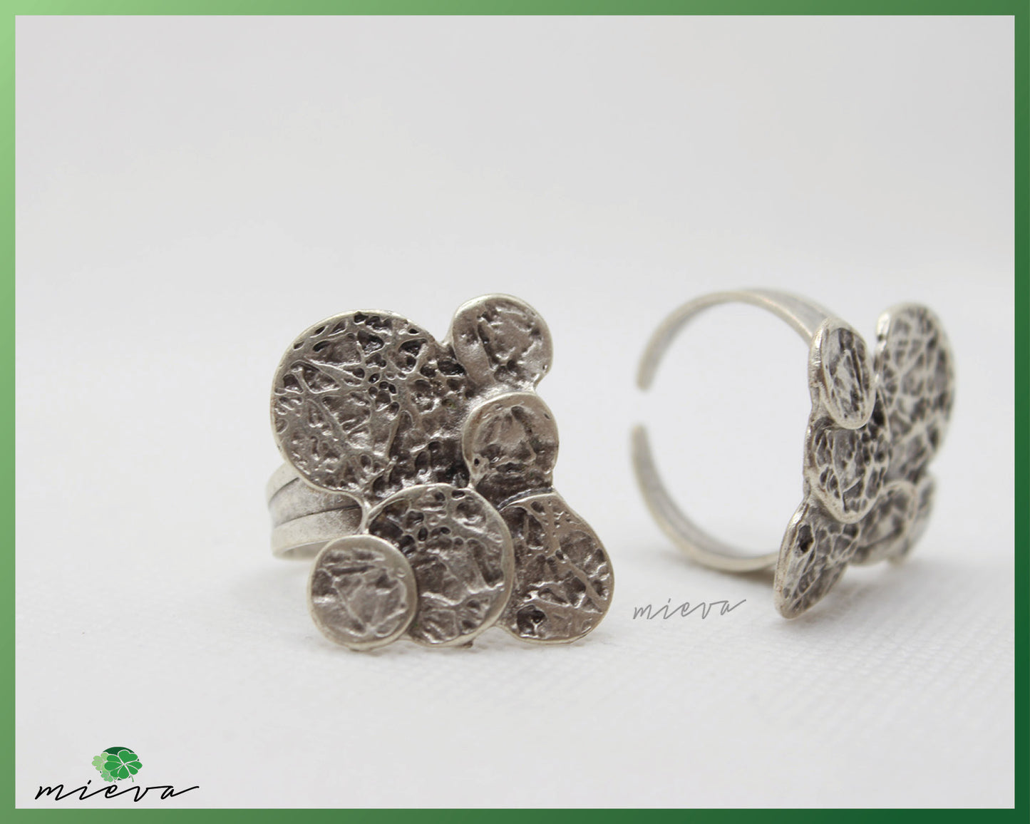 Textured Floral Bouquet Silver Ring