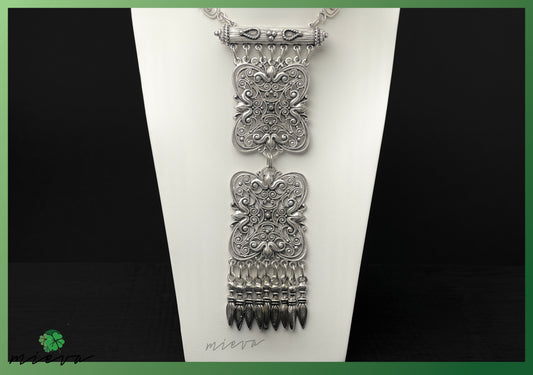 Regal Filigree Cascade Necklace - Silver Waterfall