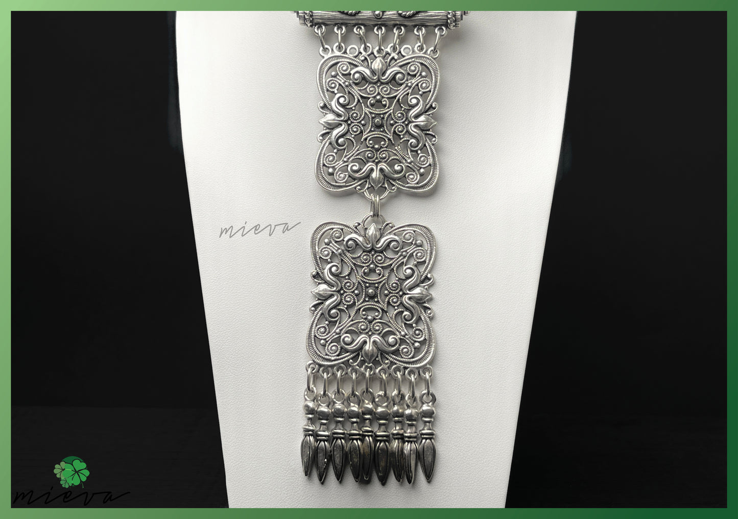 Regal Filigree Cascade Necklace - Silver Waterfall