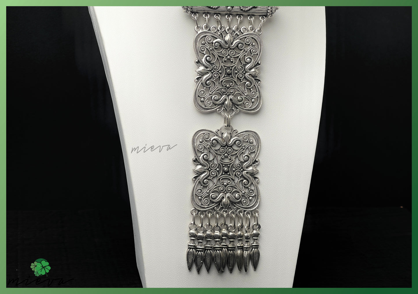 Regal Filigree Cascade Necklace - Silver Waterfall