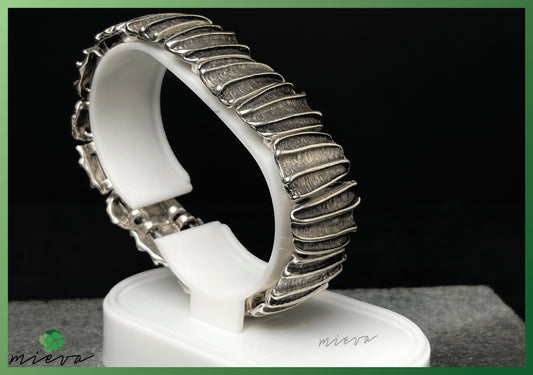 Textured Elegance Collection - Hammered Detail Cuff - Silver Patina