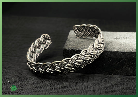 Nautical Strength - Braided Cuff Bracelet - Antique Silver