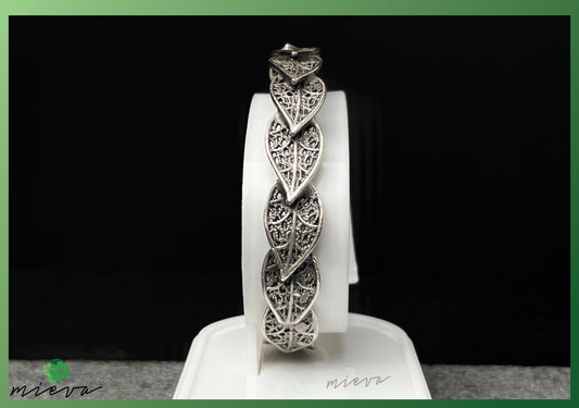 Majestic Foliage Collection - Leaf Filigree Bangle - Silver Essence