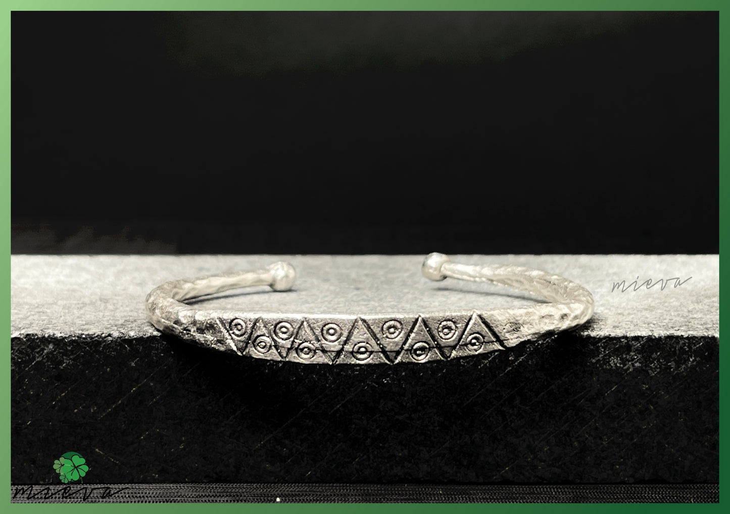 Elemental Weave Collection - Textured Charm Bangle - Rustic Silver