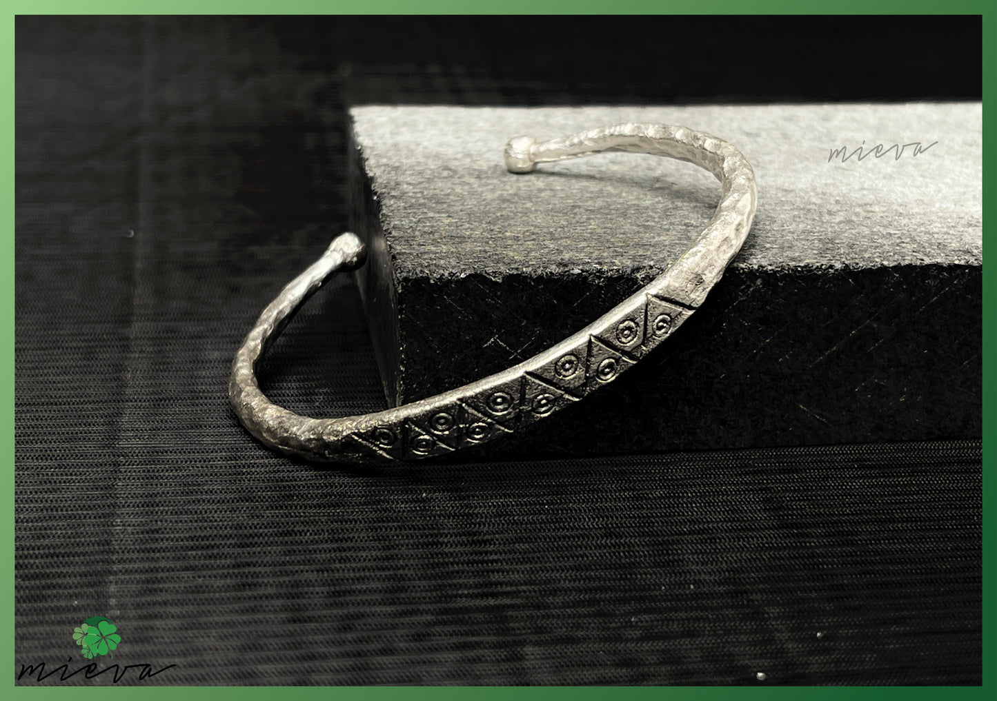 Elemental Weave Collection - Textured Charm Bangle - Rustic Silver