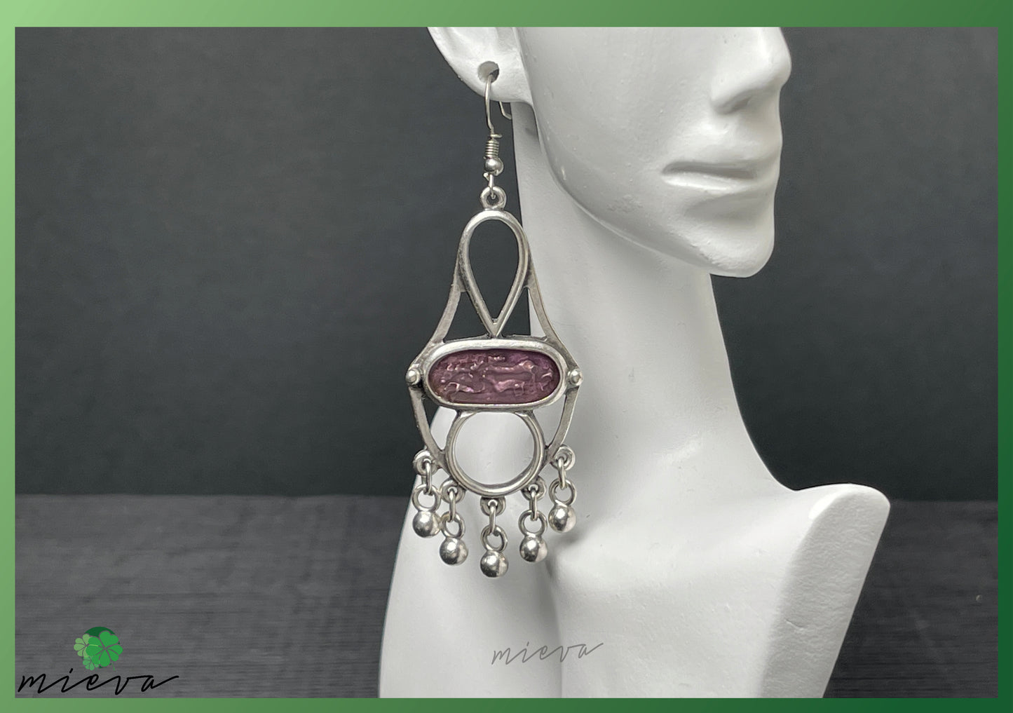 Artisan Geometry Collection - Sculptural Silver Earrings - Mystic Purple