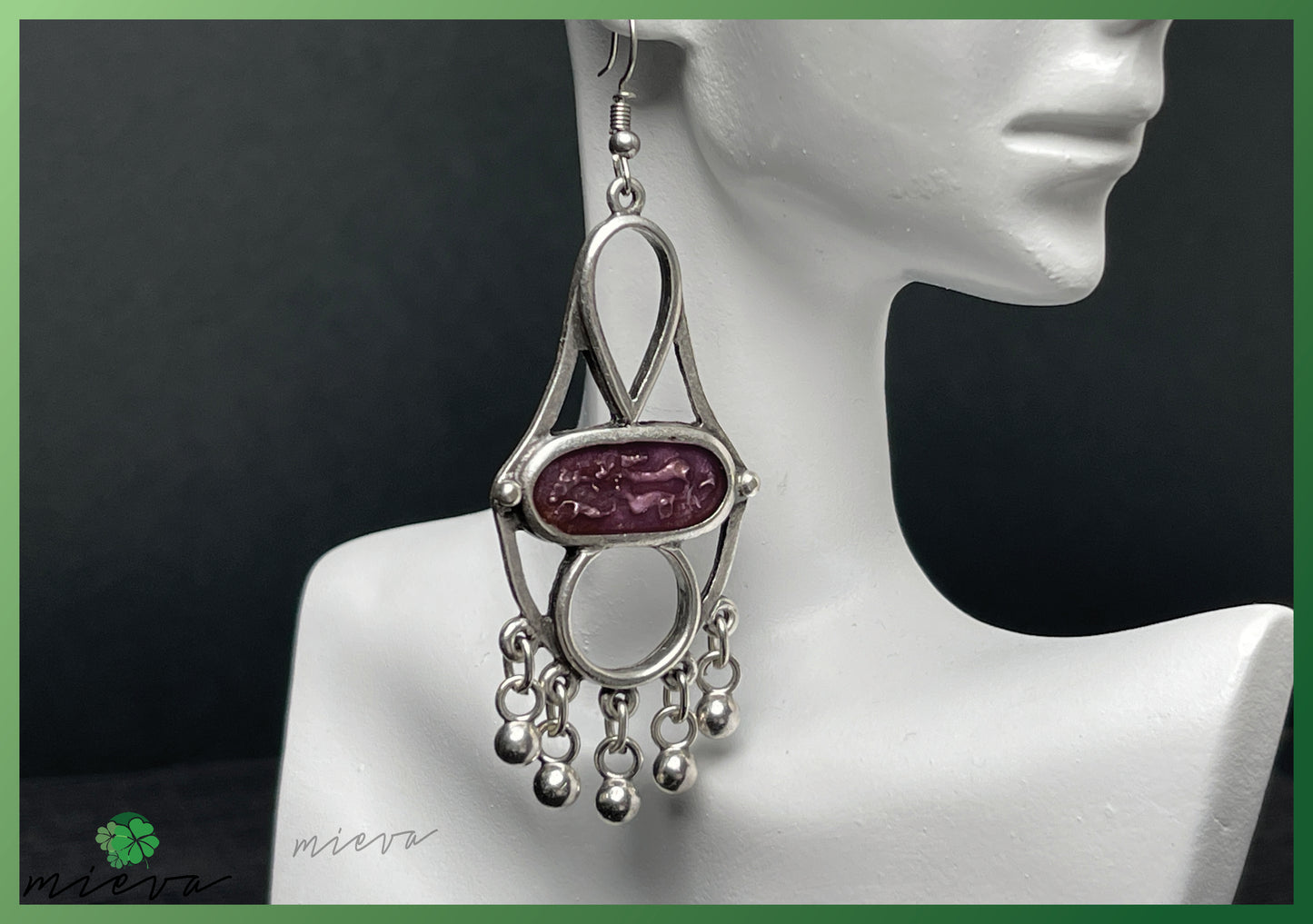 Artisan Geometry Collection - Sculptural Silver Earrings - Mystic Purple