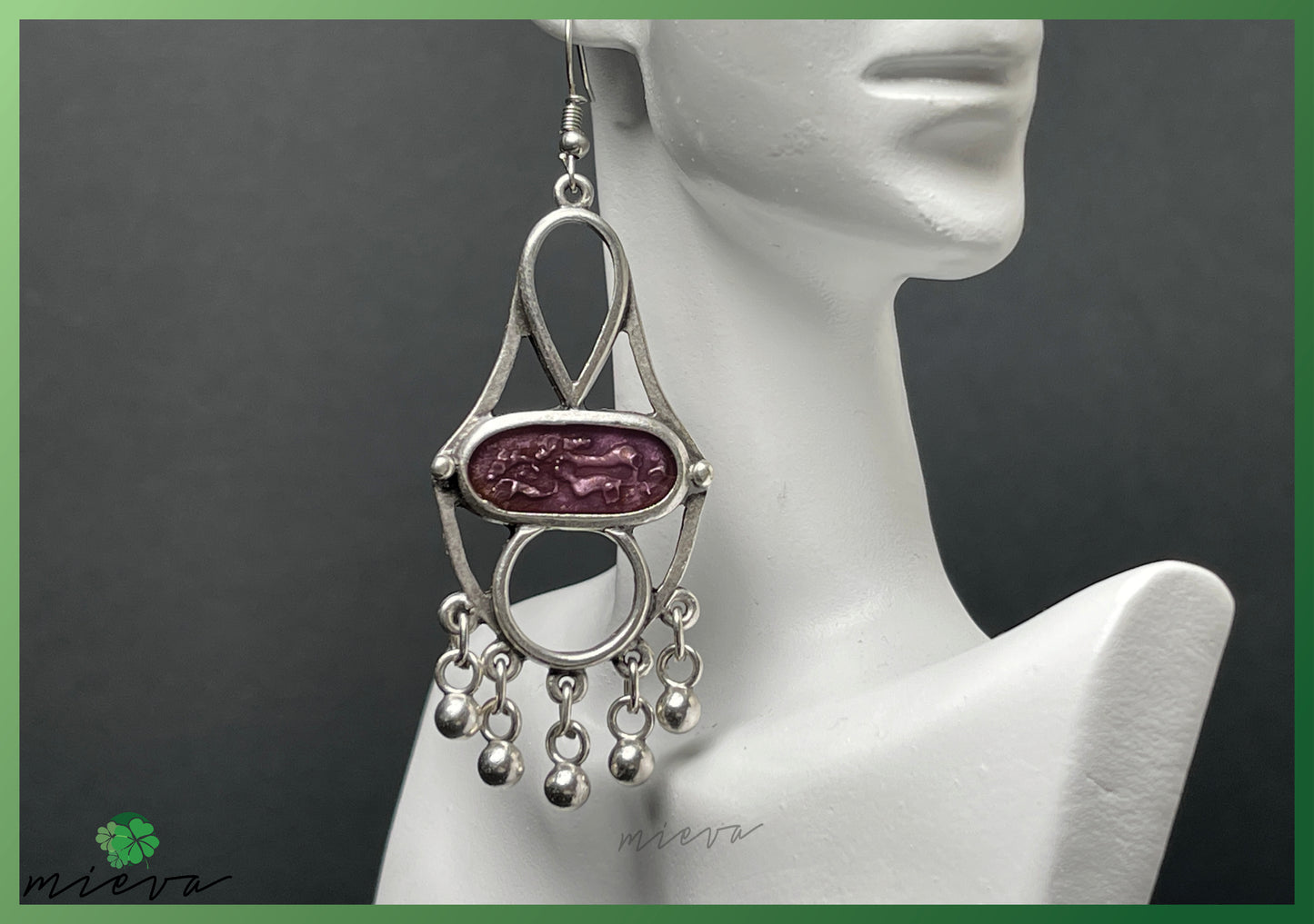 Artisan Geometry Collection - Sculptural Silver Earrings - Mystic Purple