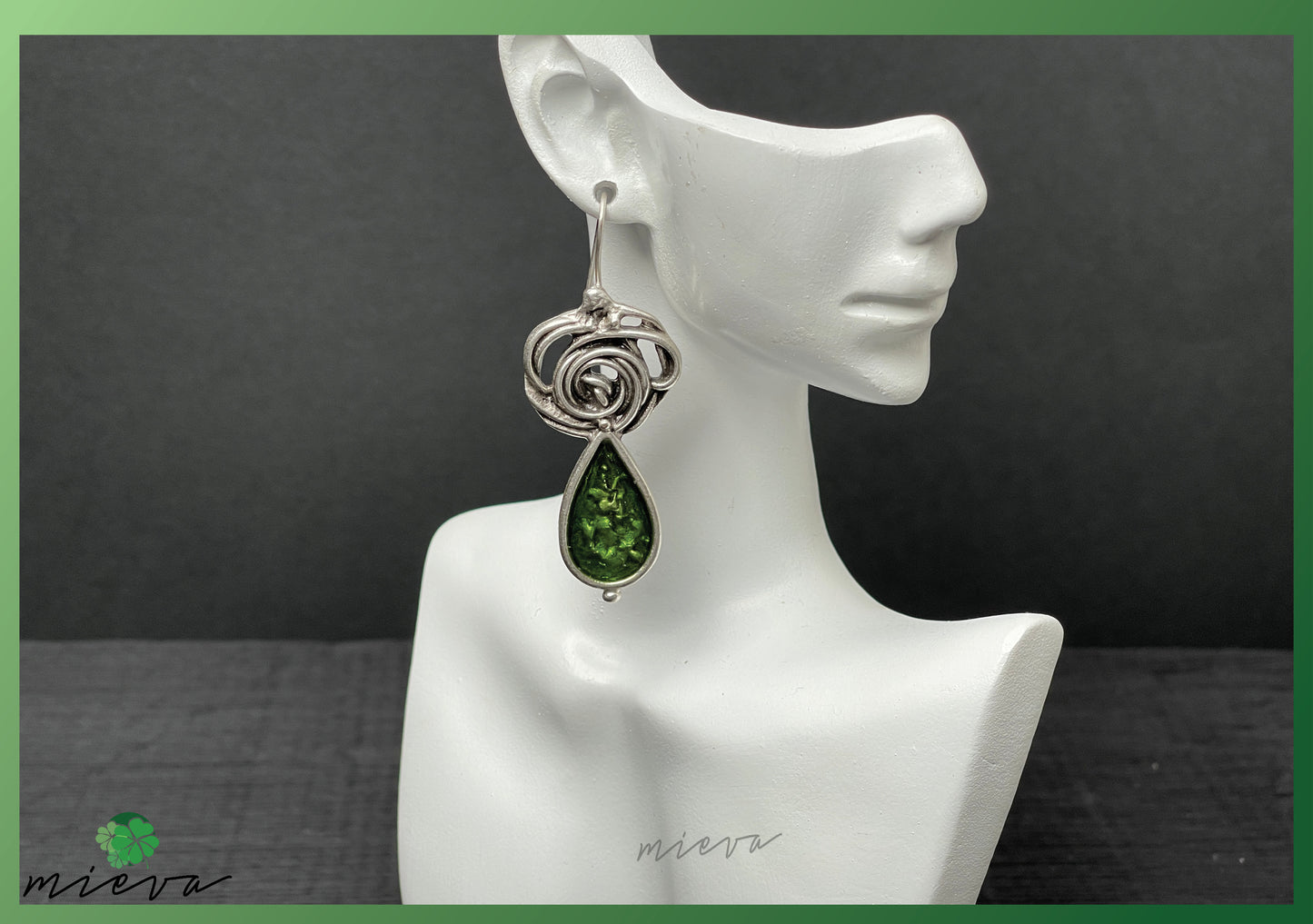 Whirlwind Elegance Collection - Teardrop Elegance Earrings - Verdant Spiral