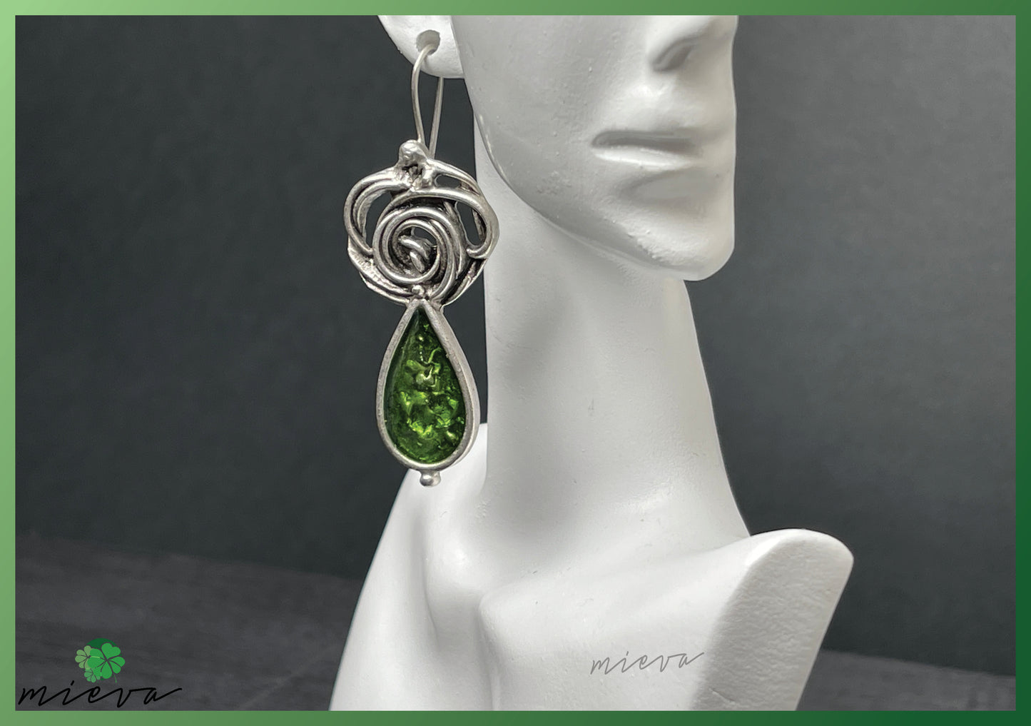 Whirlwind Elegance Collection - Teardrop Elegance Earrings - Verdant Spiral