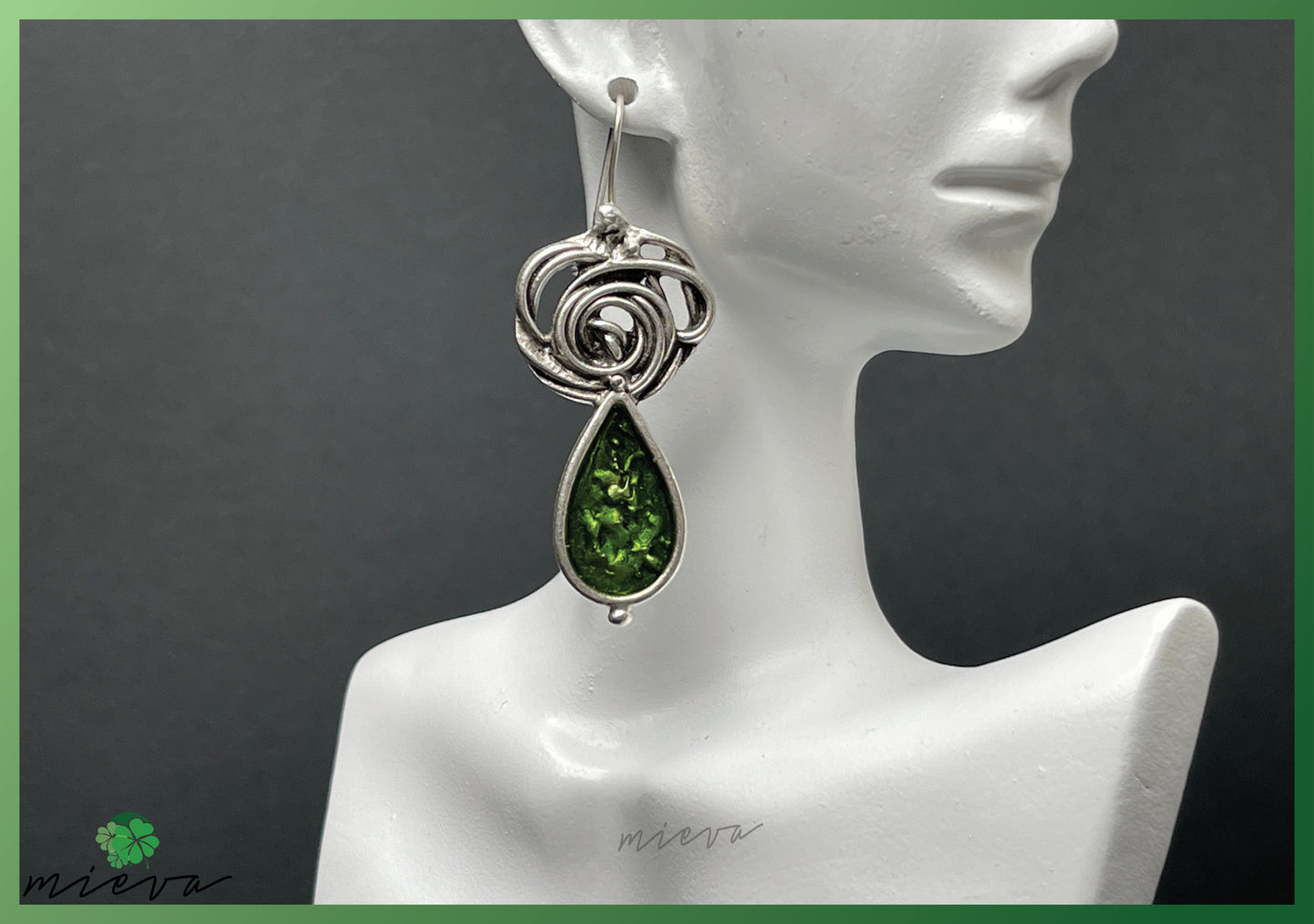 Whirlwind Elegance Collection - Teardrop Elegance Earrings - Verdant Spiral