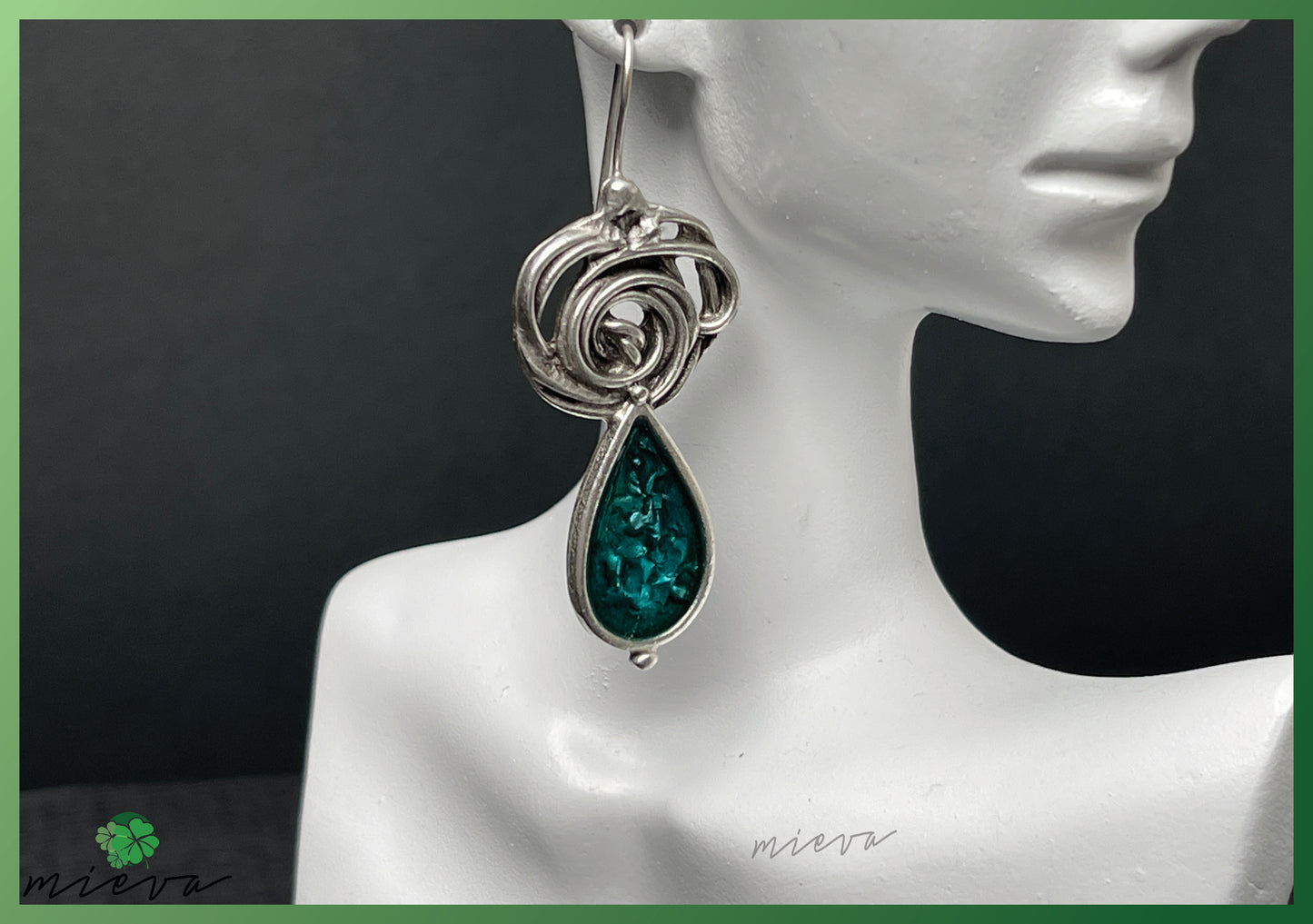 Whirlwind Elegance Collection - Teardrop Elegance Earrings - Aquatic Twirl