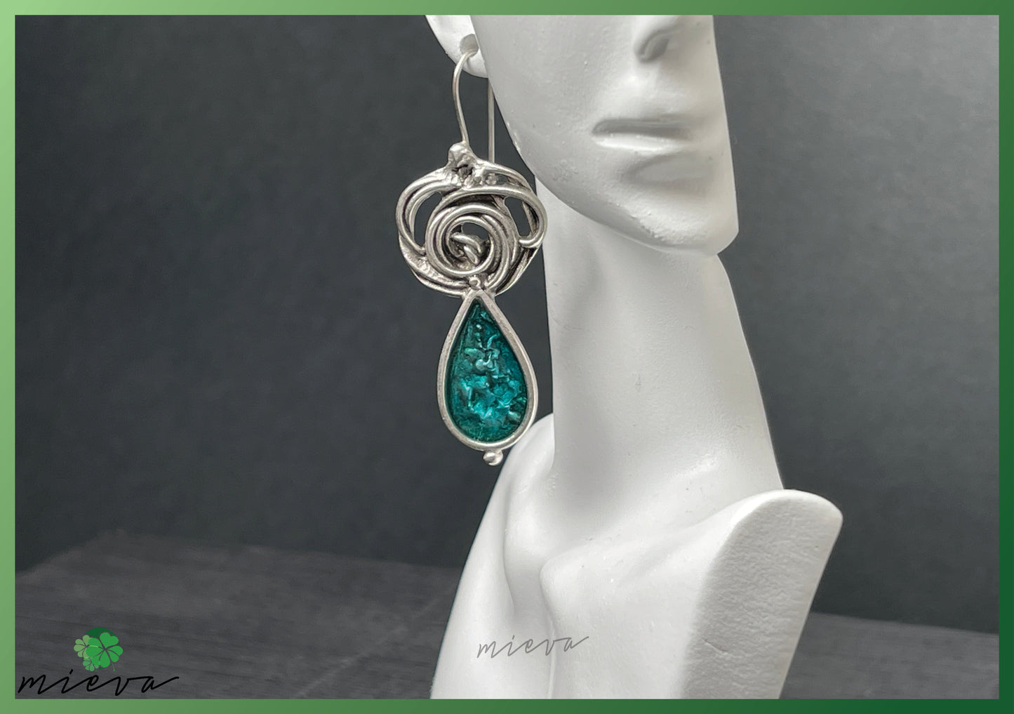 Whirlwind Elegance Collection - Teardrop Elegance Earrings - Aquatic Twirl