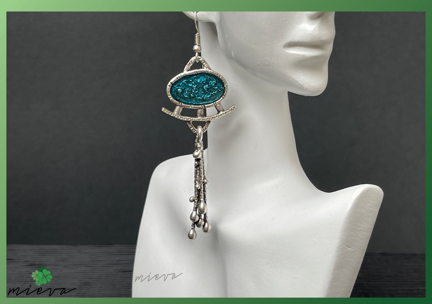 Celestial Dangle Earrings - Oceanic Teal