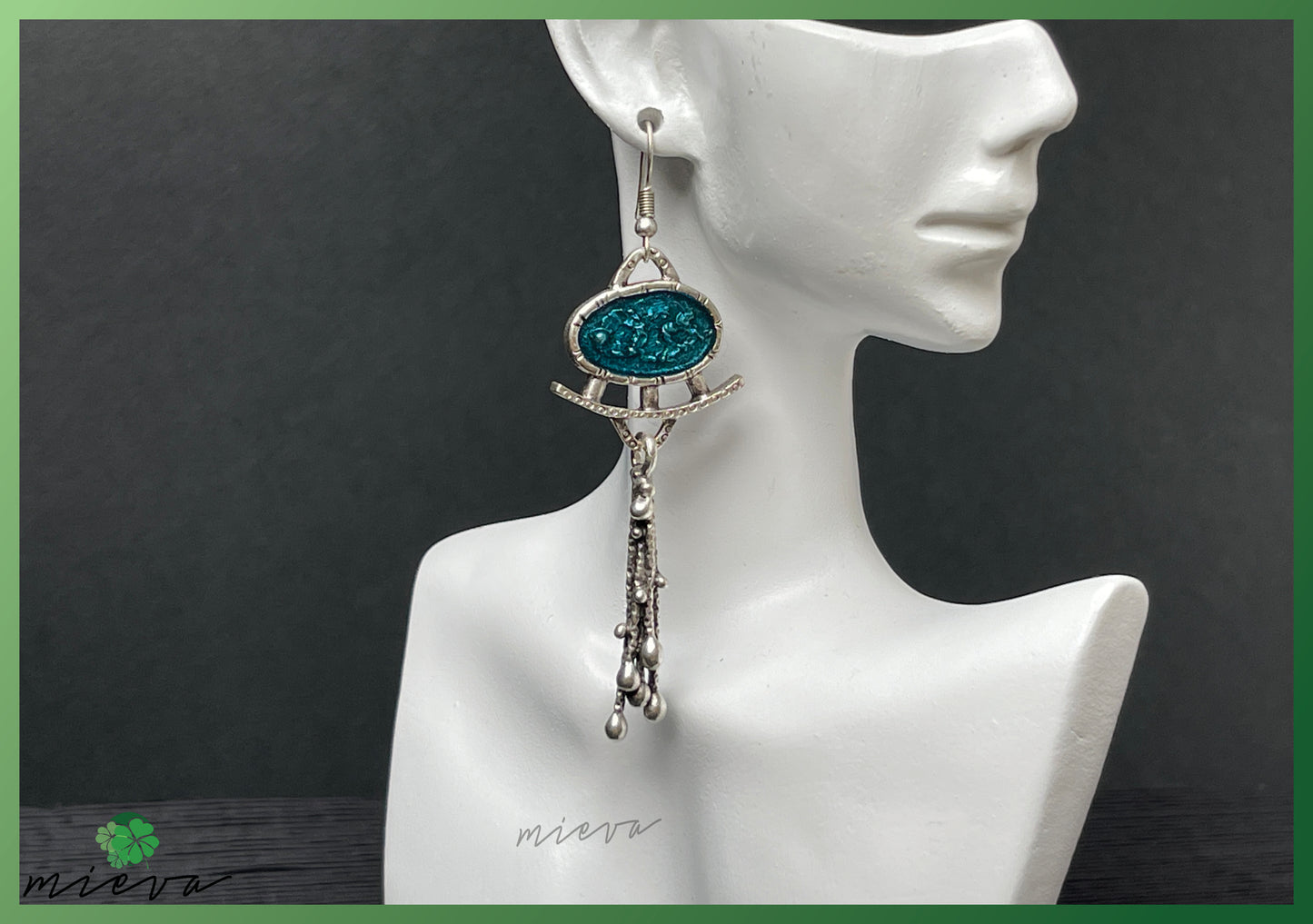 Celestial Dangle Earrings - Oceanic Teal