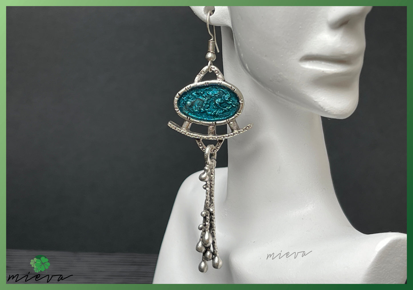 Celestial Dangle Earrings - Oceanic Teal