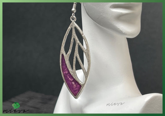 Sleek Silhouette Leaf Drop Earrings - Royal Purple