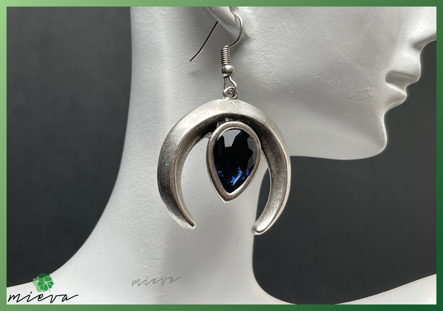 Modernist Eclipse Drop Earrings - Sapphire Night