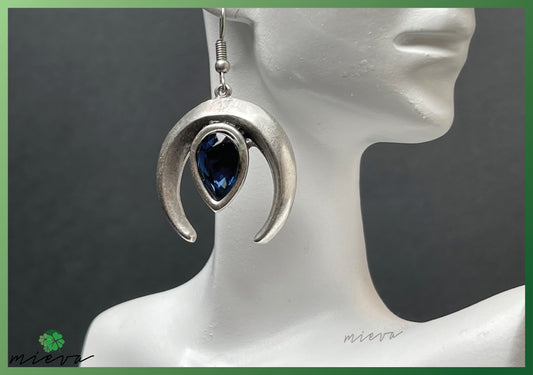 Modernist Eclipse Drop Earrings - Sapphire Night