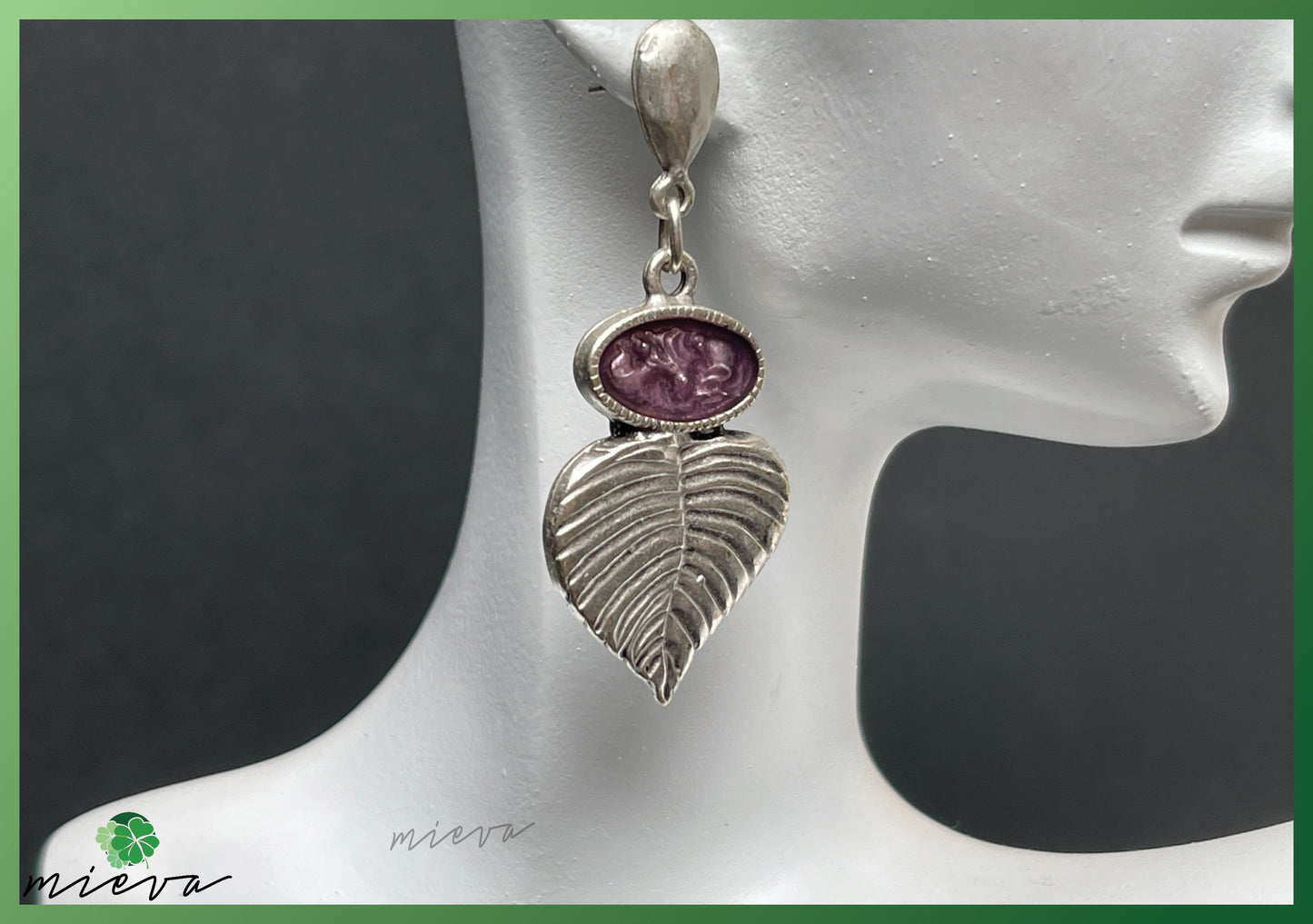 Botanical Heirloom Leaf Drop Earrings - Lavender Whisper