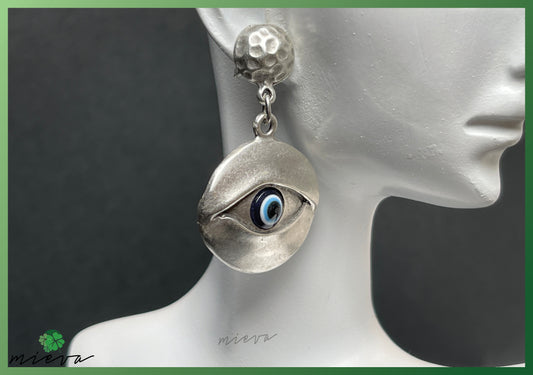 Mystical Gaze Disc Earrings - Sapphire Vision