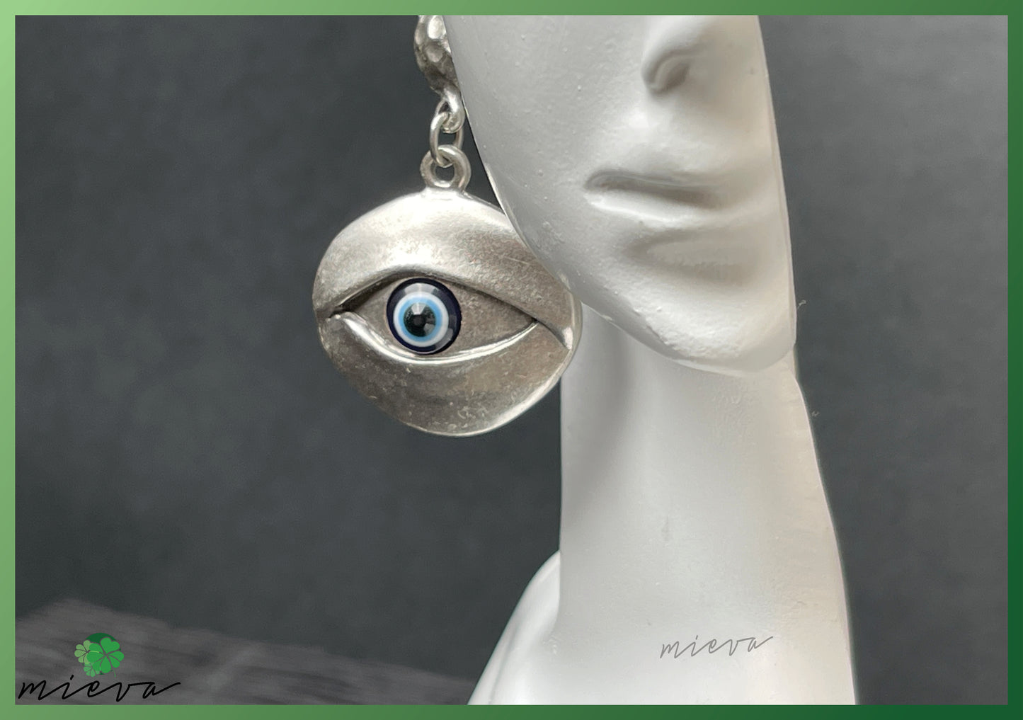 Mystical Gaze Disc Earrings - Sapphire Vision