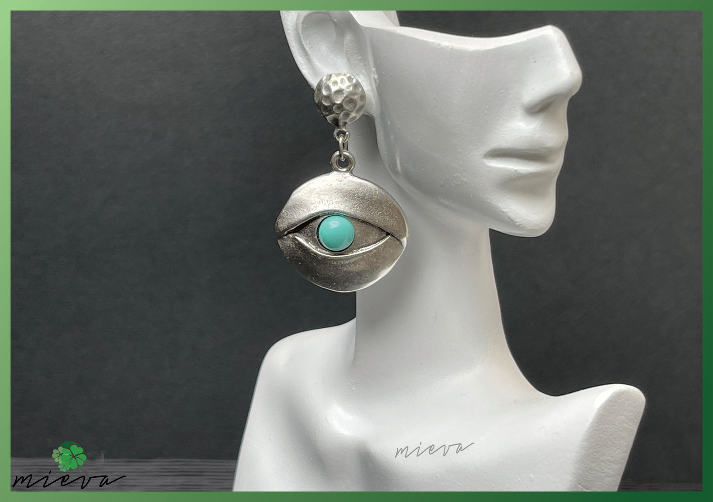 Mystical Gaze Disc Earrings - Celestial Aqua