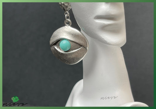 Mystical Gaze Disc Earrings - Celestial Aqua