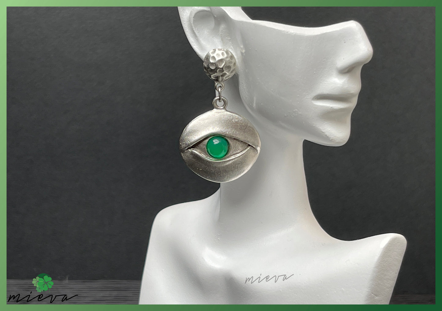 Mystical Gaze Disc Earrings - Emerald Insight