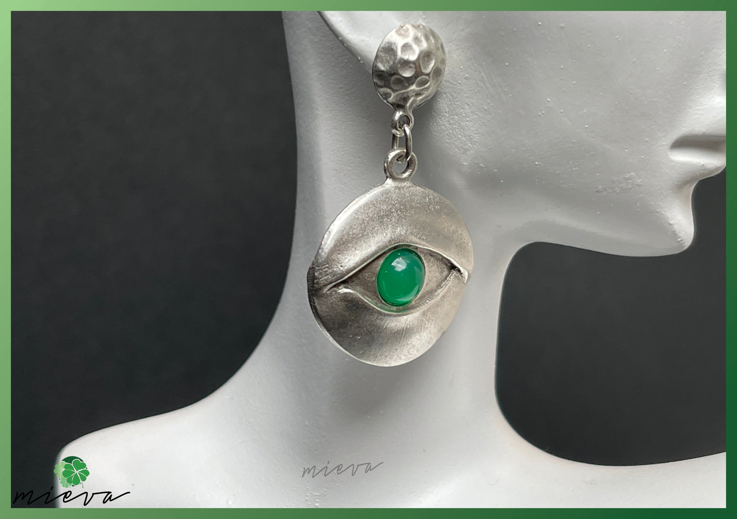 Mystical Gaze Disc Earrings - Emerald Insight