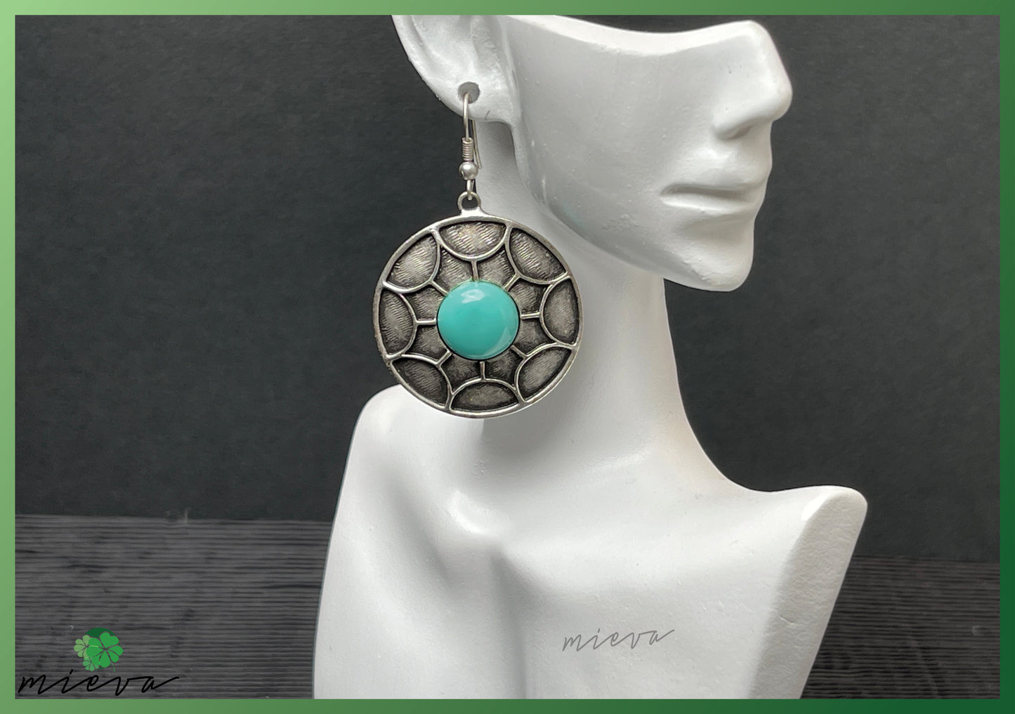 Ethereal Disc Drop Earrings - Aqua Essence