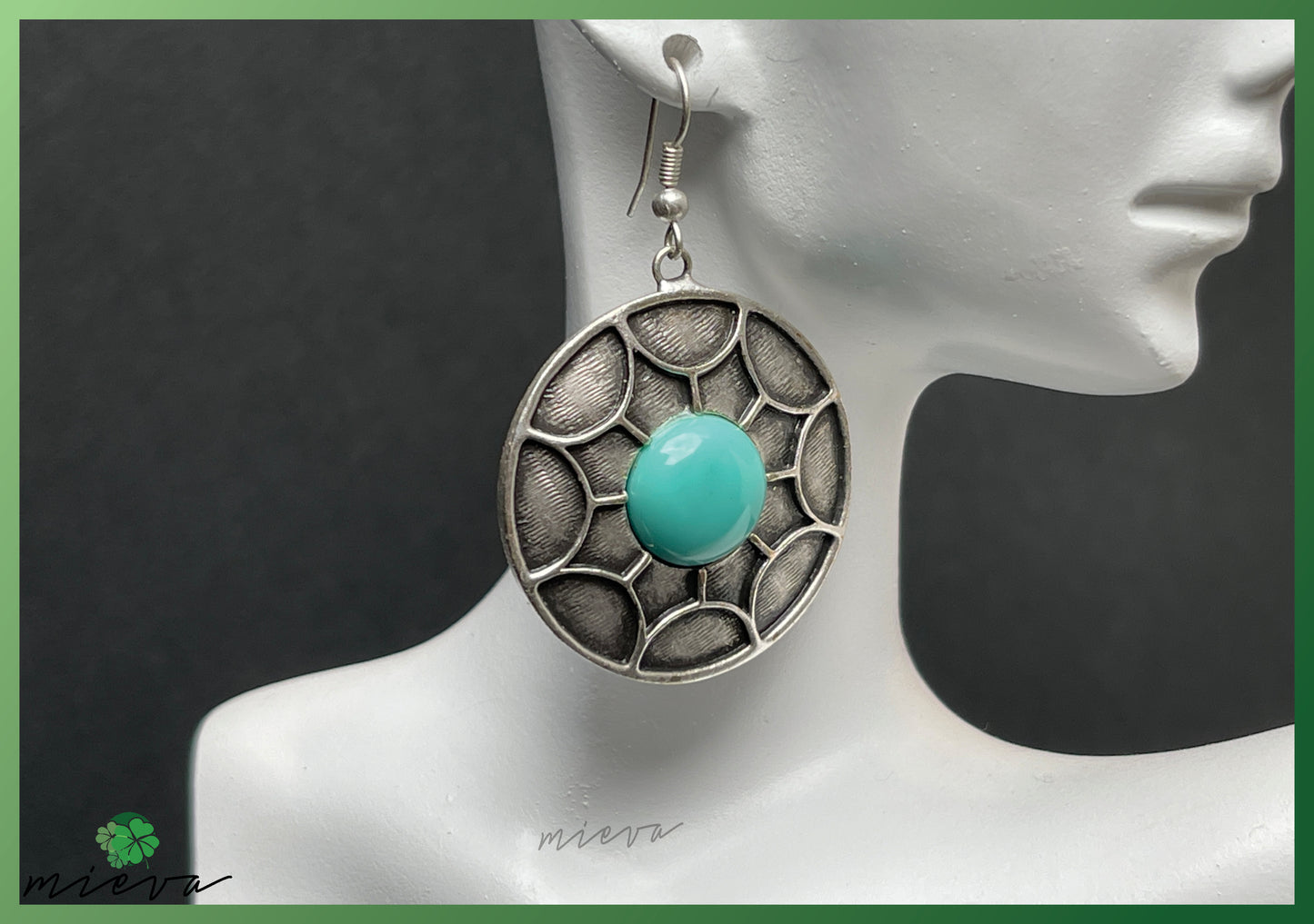 Ethereal Disc Drop Earrings - Aqua Essence