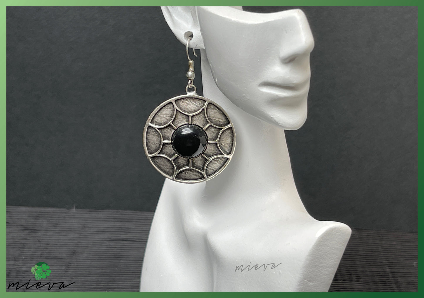 Ethereal Disc Drop Earrings - Onyx Eclipse