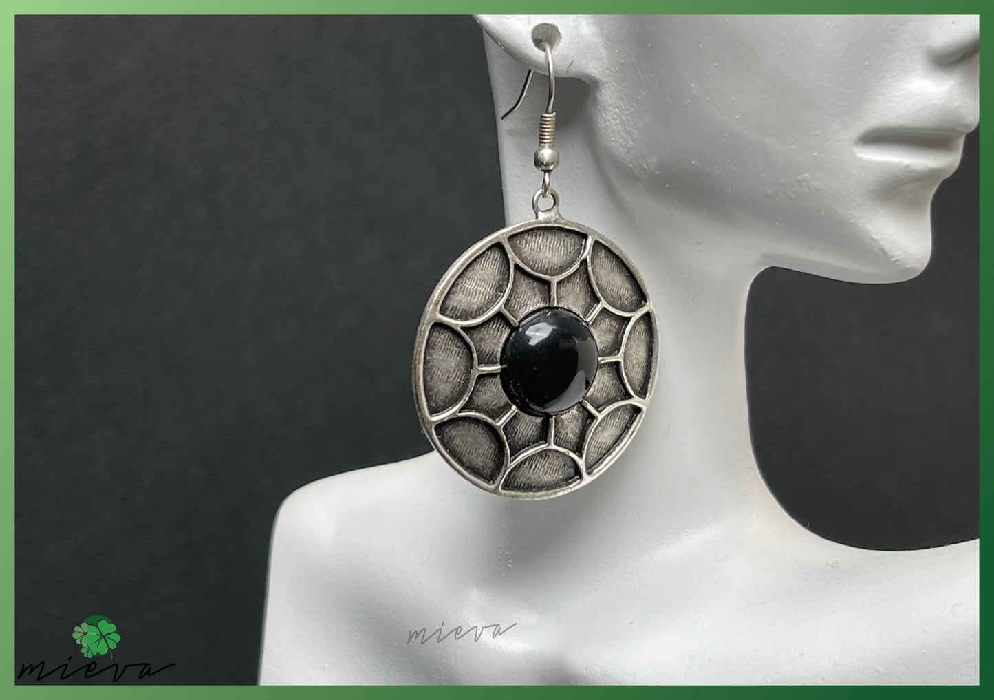 Ethereal Disc Drop Earrings - Onyx Eclipse