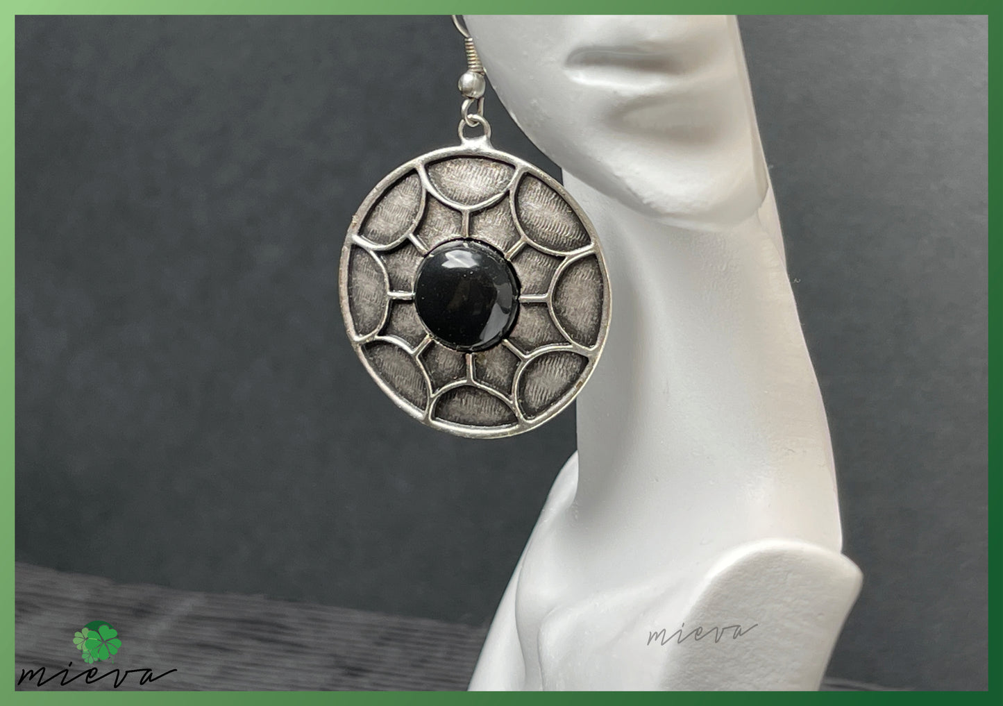 Ethereal Disc Drop Earrings - Onyx Eclipse