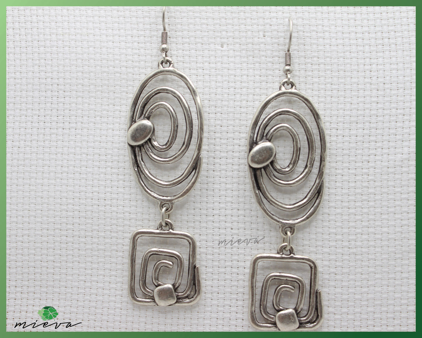 Elegant Spiral and Square Drop Earrings