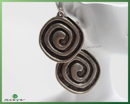 Vintage Spiral Silver Earrings