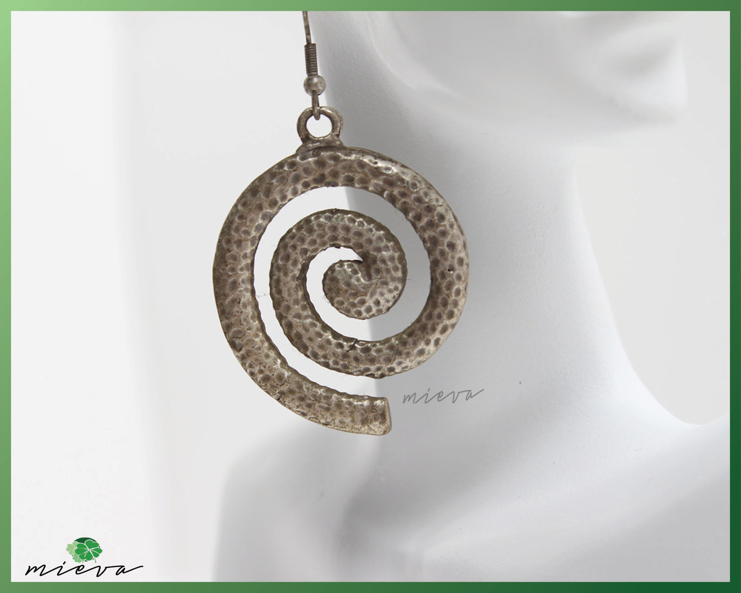 Hammered Silver Spiral Earrings