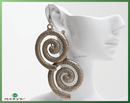 Hammered Silver Spiral Earrings