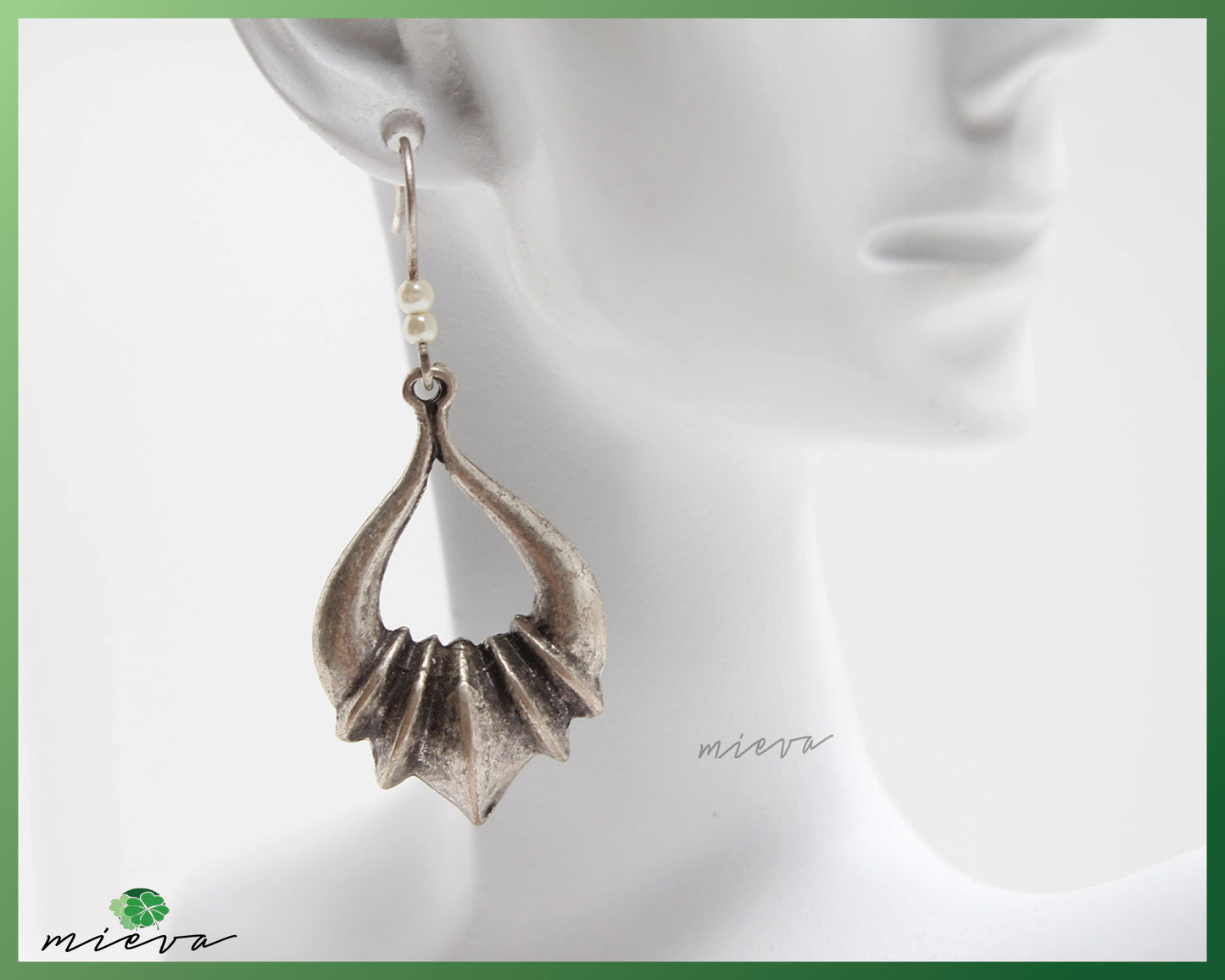 Bohemian Chic Silver Leaf Earrings with Pearl Accents