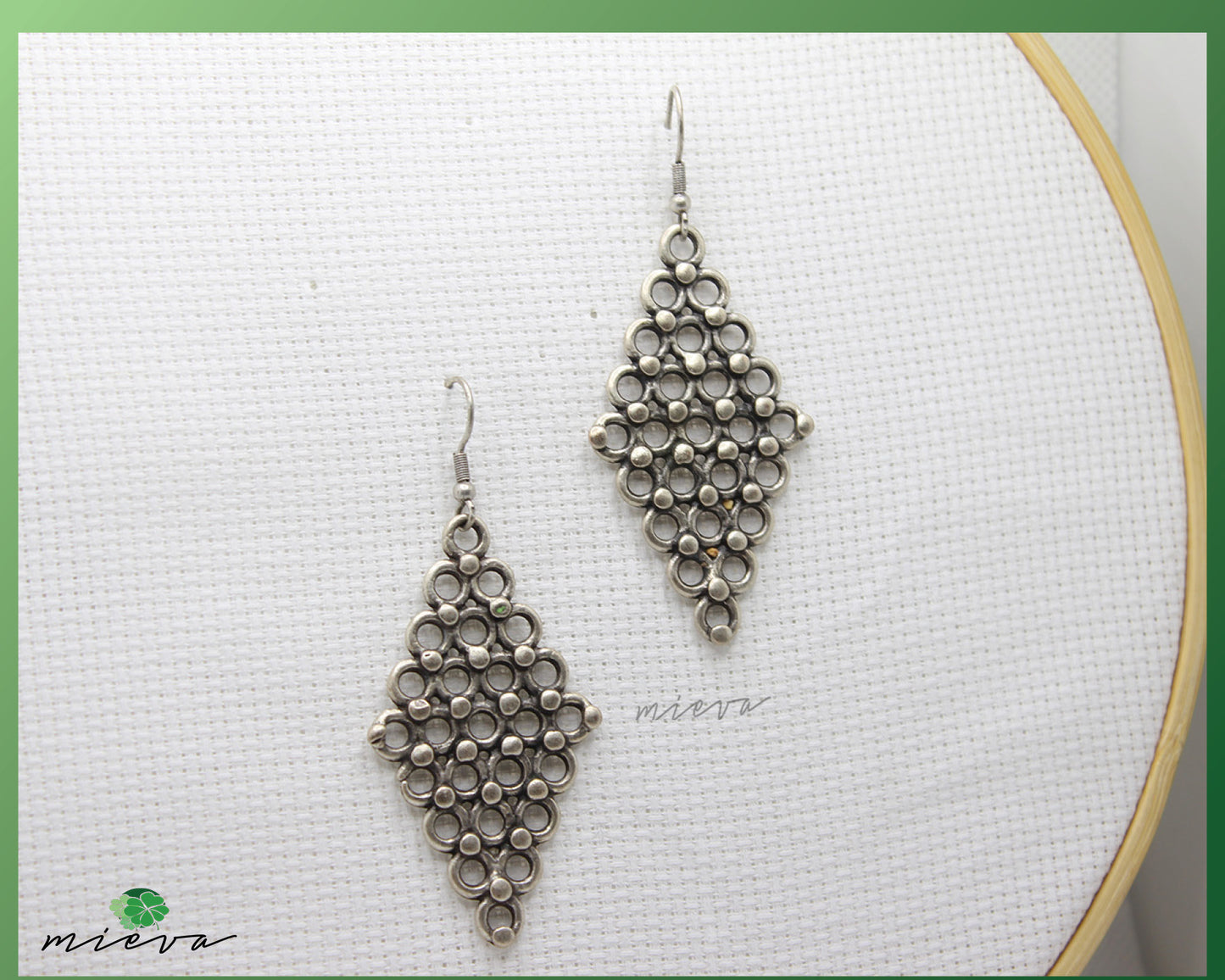 Bohemian Beaded Diamond-Shaped Earrings